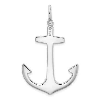 Sterling Silver De-Ani Rhodium-Plated Polished 3D Large Anchor Pendant