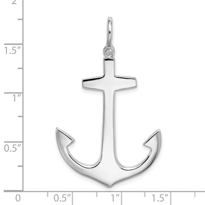 Sterling Silver De-Ani Rhodium-Plated Polished 3D Large Anchor Pendant