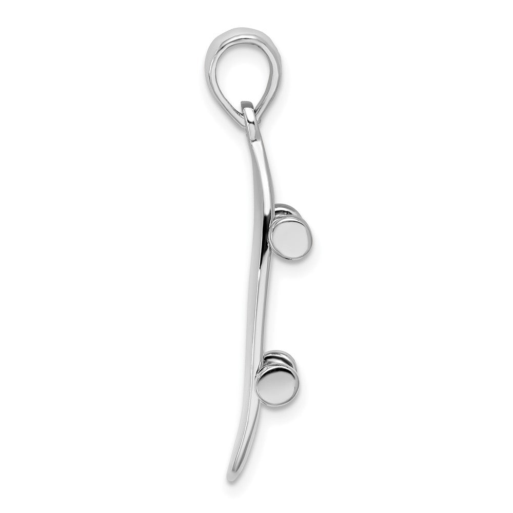 Sterling Silver De-Ani Rhodium-Plated Polished Moveable 3D Skateboard Pendant