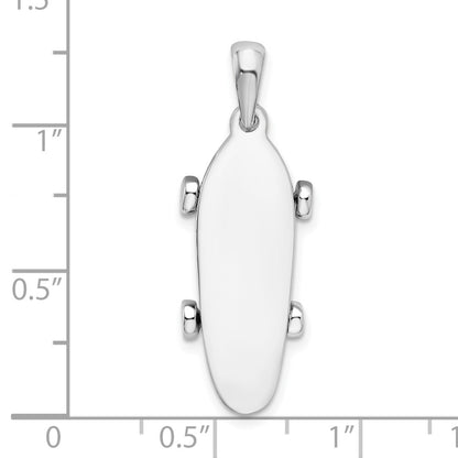 Sterling Silver De-Ani Rhodium-Plated Polished Moveable 3D Skateboard Pendant