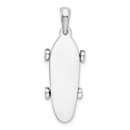 Sterling Silver De-Ani Rhodium-Plated Polished Moveable 3D Skateboard Pendant