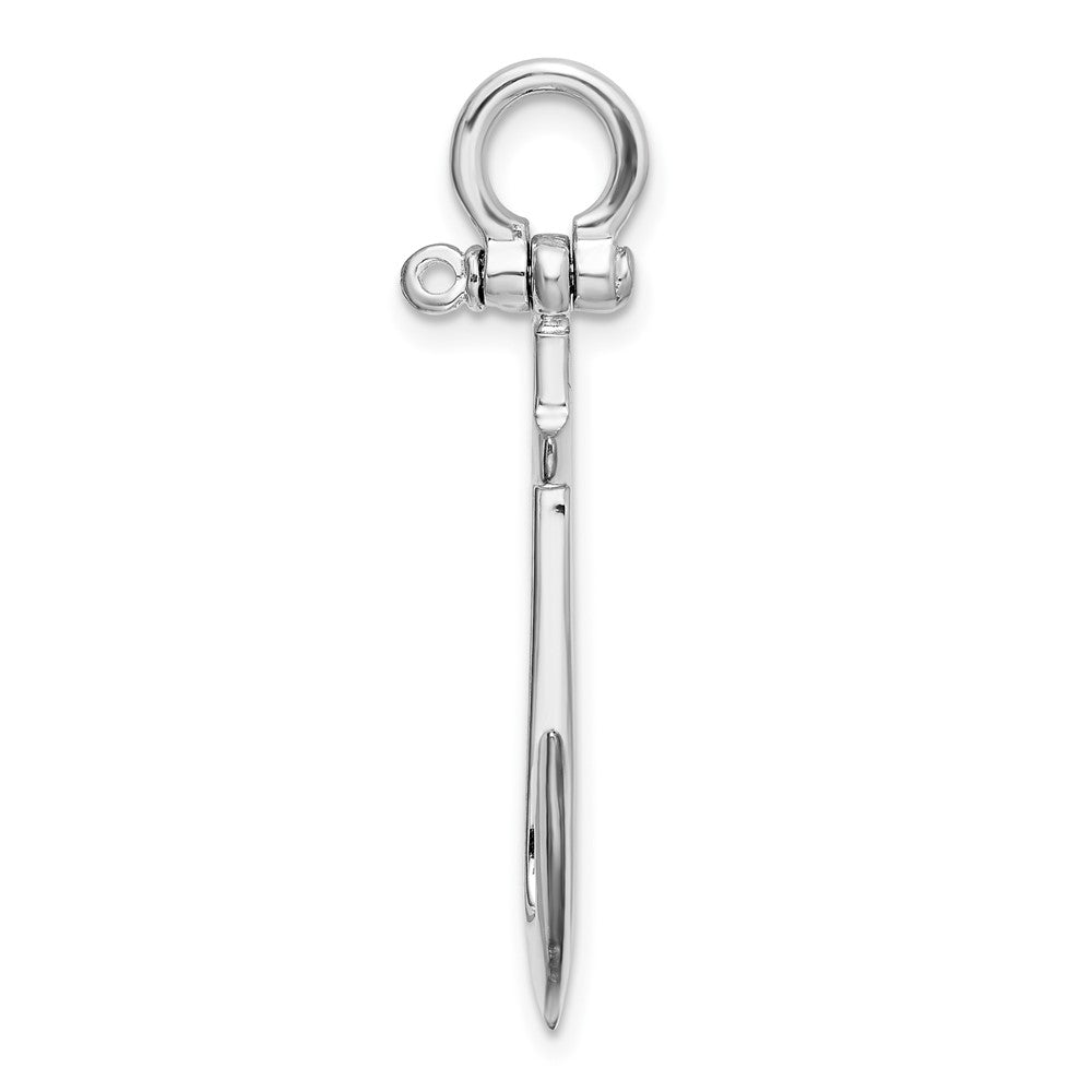 Sterling Silver De-Ani Rhodium-Plated Polished 3D Anchor Pendant