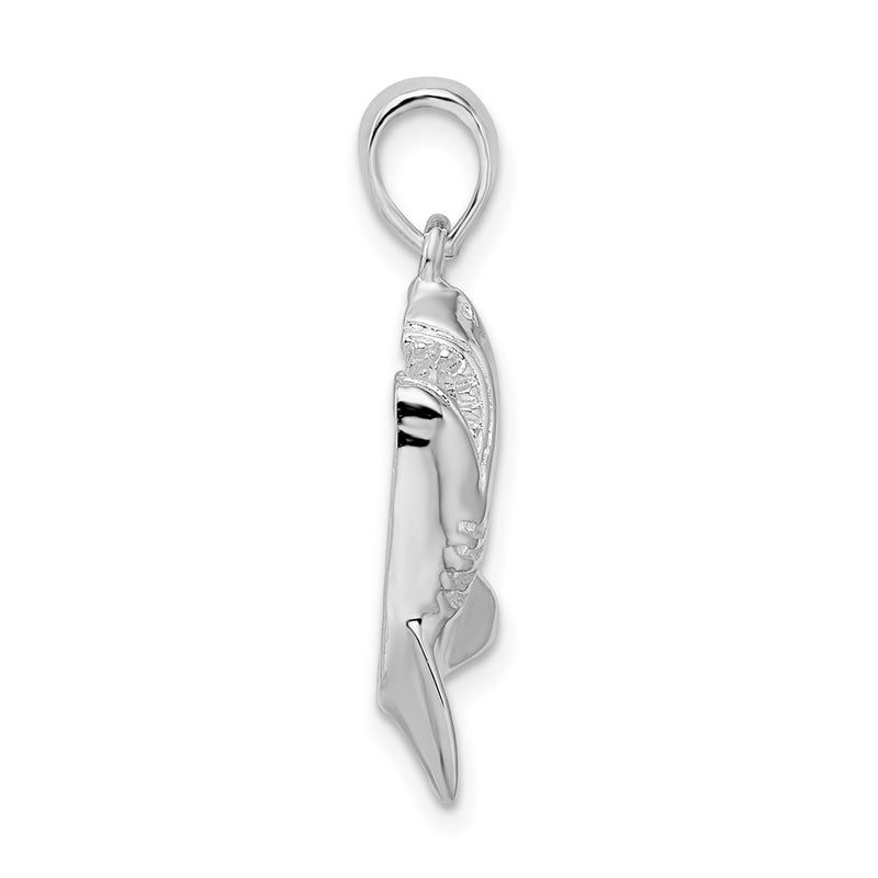 Sterling Silver De-Ani Rhodium-Plated Polished Jumping Shark Pendant