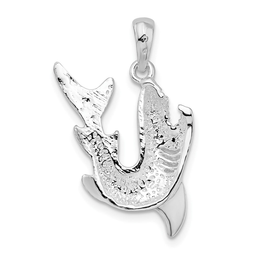 Sterling Silver De-Ani Rhodium-Plated Polished Jumping Shark Pendant