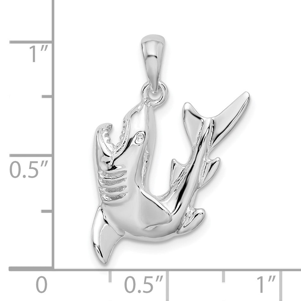Sterling Silver De-Ani Rhodium-Plated Polished Jumping Shark Pendant