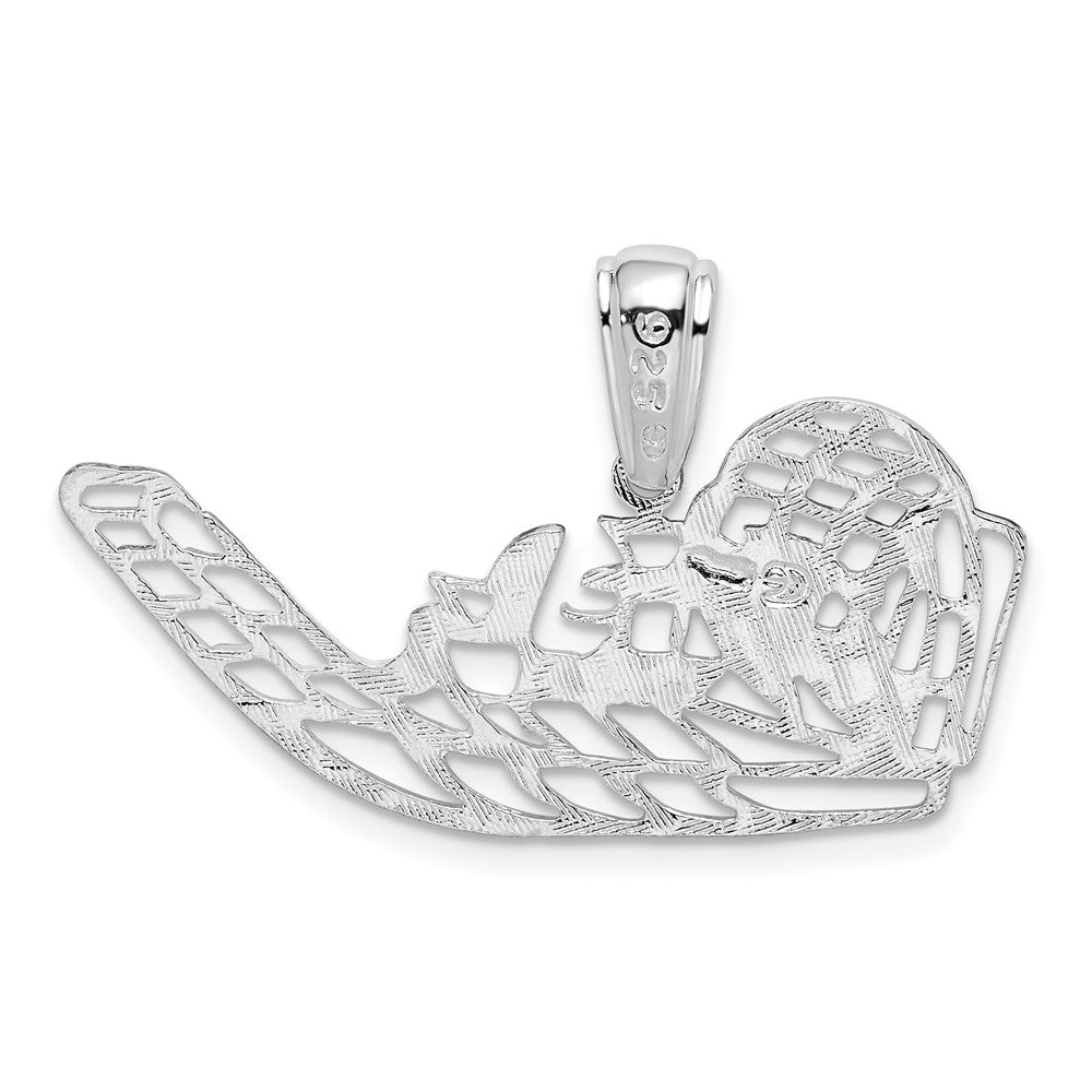 Sterling Silver De-Ani Rhodium-Plated Polished Cut-Out Flat Airboat Pendant