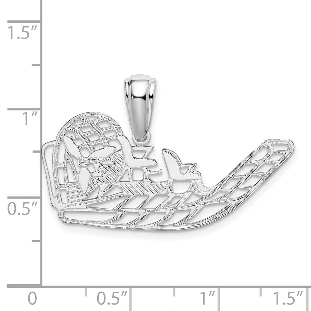 Sterling Silver De-Ani Rhodium-Plated Polished Cut-Out Flat Airboat Pendant