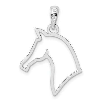 Sterling Silver De-Ani Rhodium-Plated Polished Cut-Out Horse Head Pendant