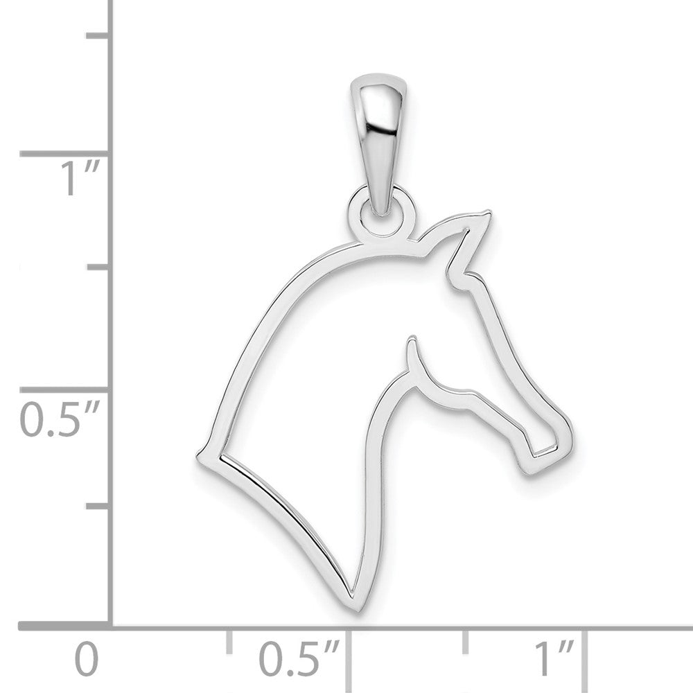 Sterling Silver De-Ani Rhodium-Plated Polished Cut-Out Horse Head Pendant