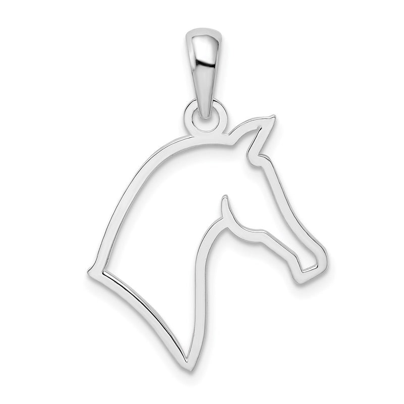 Sterling Silver De-Ani Rhodium-Plated Polished Cut-Out Horse Head Pendant