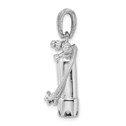 Sterling Silver De-Ani Rhodium-Plated Polished 3D Scuba Tanks With Hose Pendant