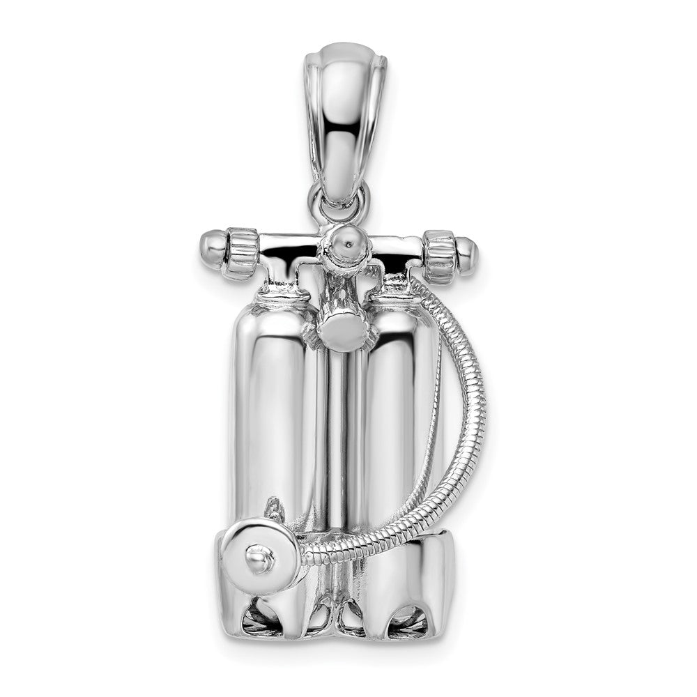 Sterling Silver De-Ani Rhodium-Plated Polished 3D Scuba Tanks With Hose Pendant