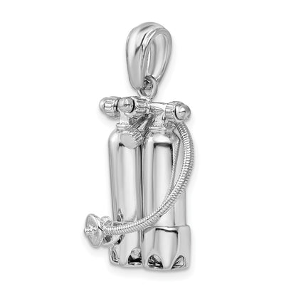 Sterling Silver De-Ani Rhodium-Plated Polished 3D Scuba Tanks With Hose Pendant