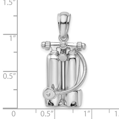 Sterling Silver De-Ani Rhodium-Plated Polished 3D Scuba Tanks With Hose Pendant