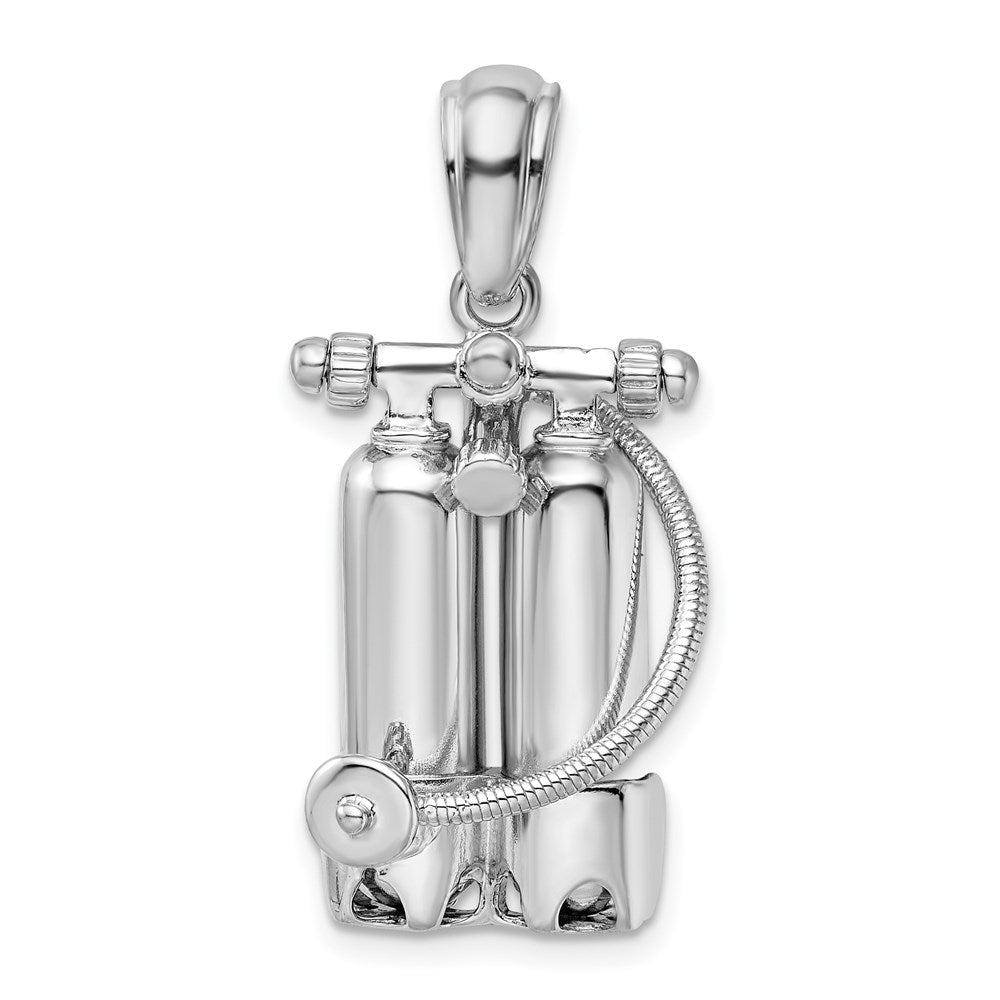 Sterling Silver De-Ani Rhodium-Plated Polished 3D Scuba Tanks With Hose Pendant