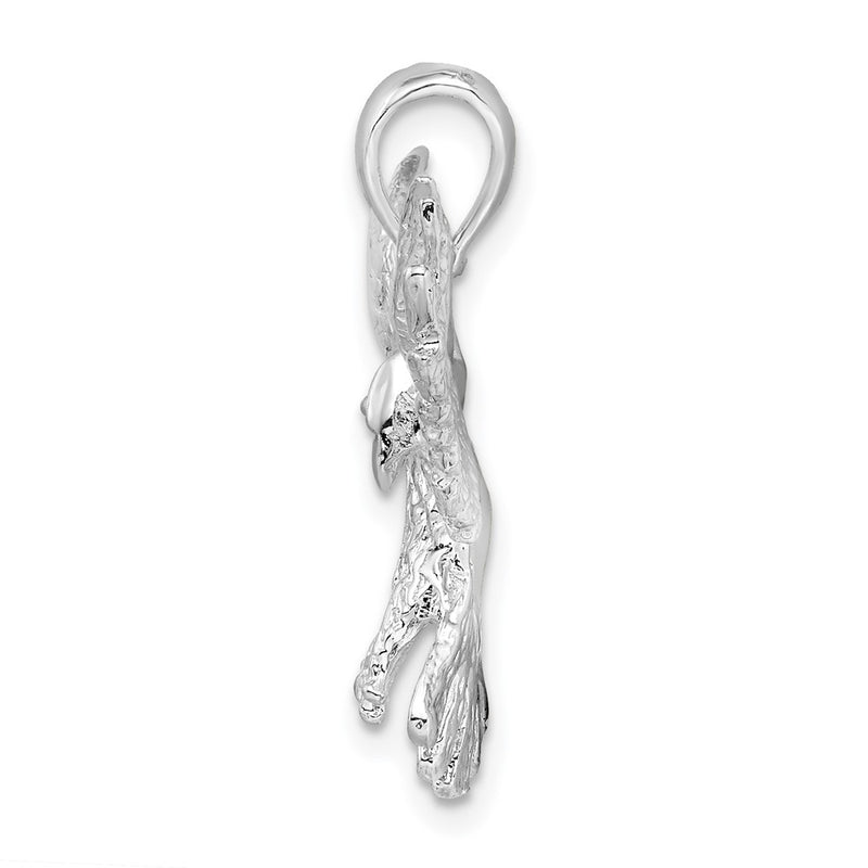 Sterling Silver De-Ani Rhodium-Plated Polished Flying Eagle Pendant