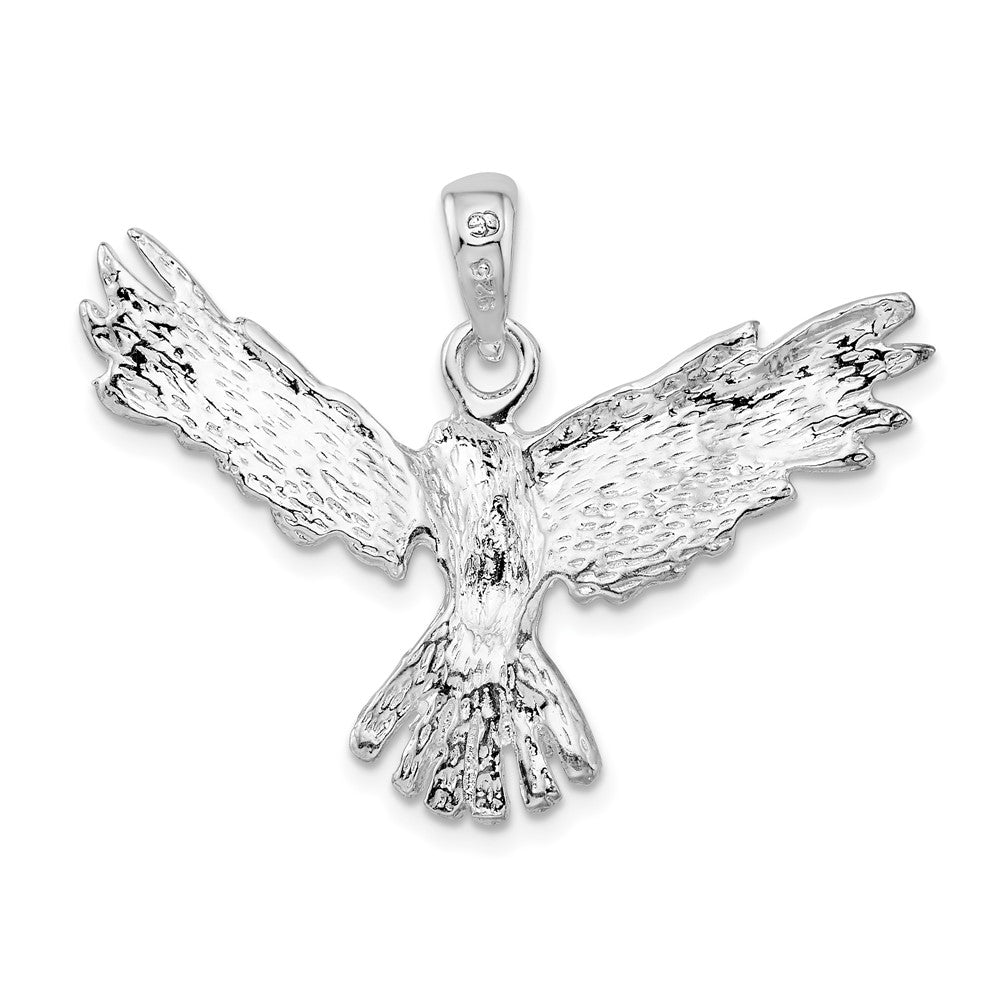 Sterling Silver De-Ani Rhodium-Plated Polished Flying Eagle Pendant