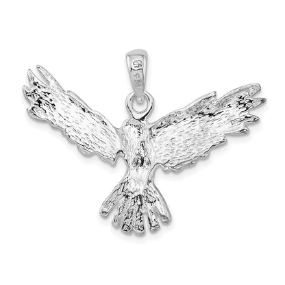 Sterling Silver De-Ani Rhodium-Plated Polished Flying Eagle Pendant