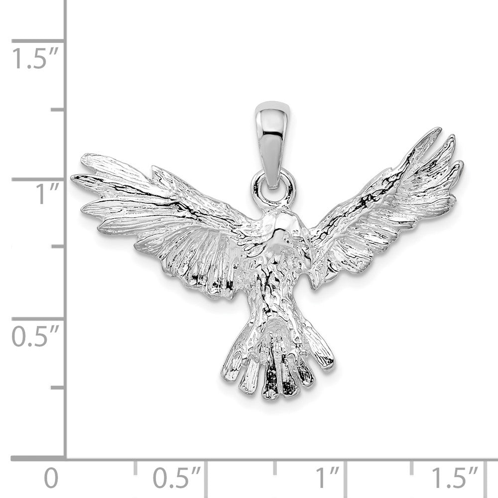 Sterling Silver De-Ani Rhodium-Plated Polished Flying Eagle Pendant