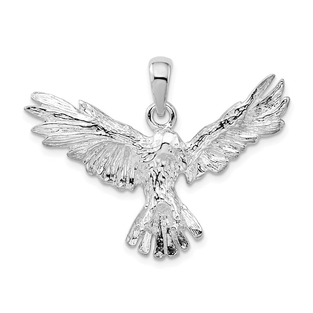 Sterling Silver De-Ani Rhodium-Plated Polished Flying Eagle Pendant