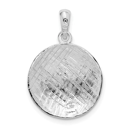 Sterling Silver De-Ani Rhodium-Plated Polished Volleyball Pendant