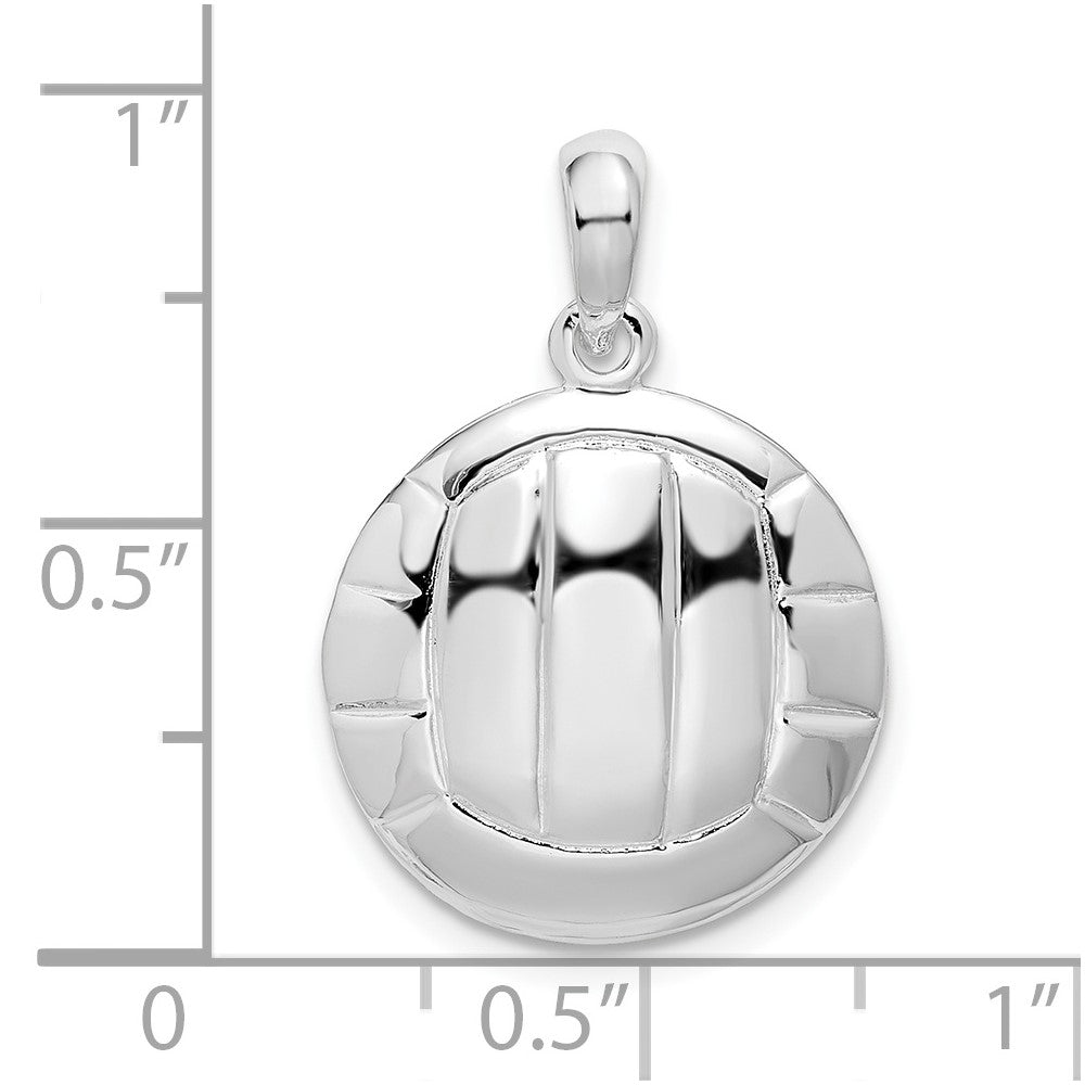 Sterling Silver De-Ani Rhodium-Plated Polished Volleyball Pendant