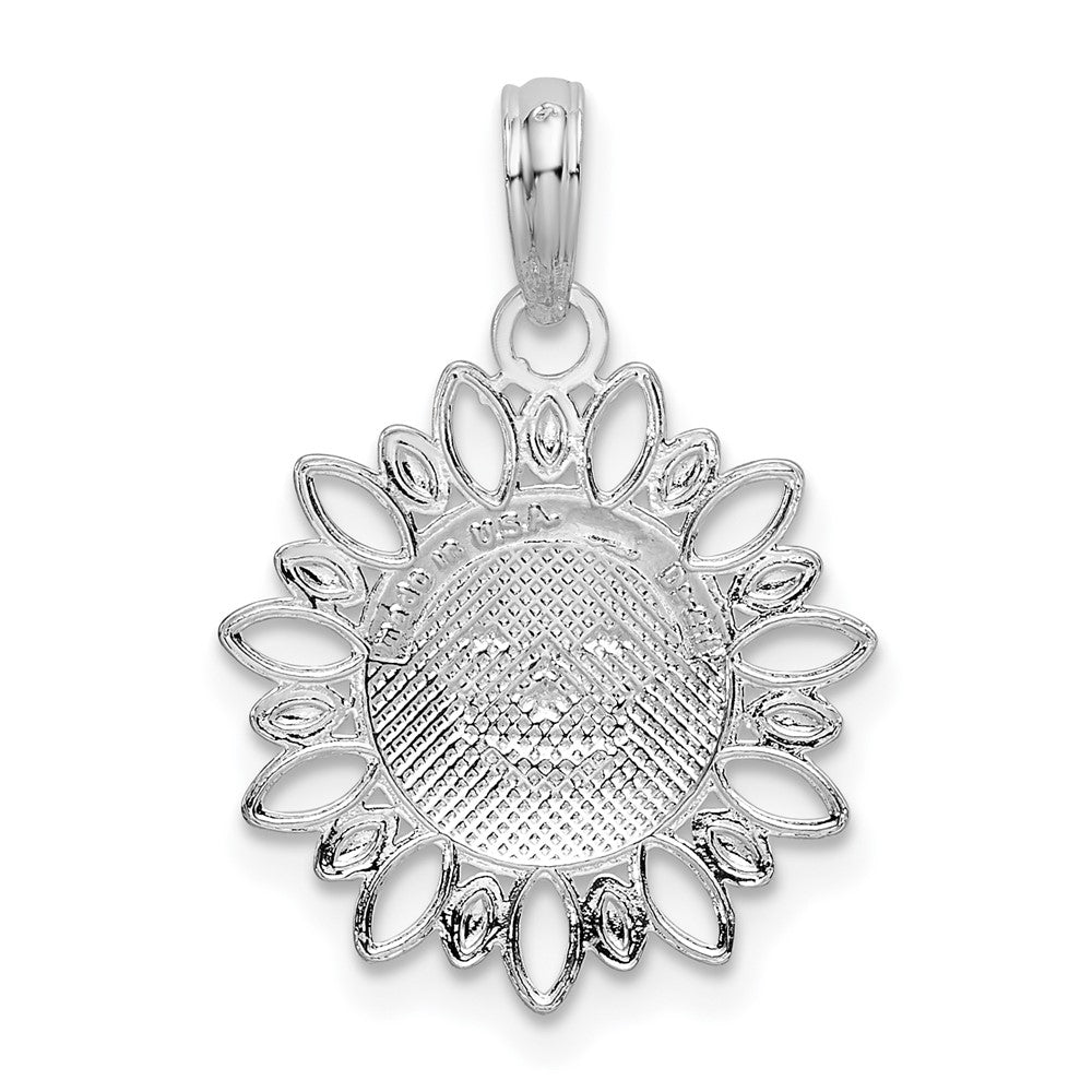 Sterling Silver De-Ani Rhodium-Plated Polished Smiling Sun Pendant