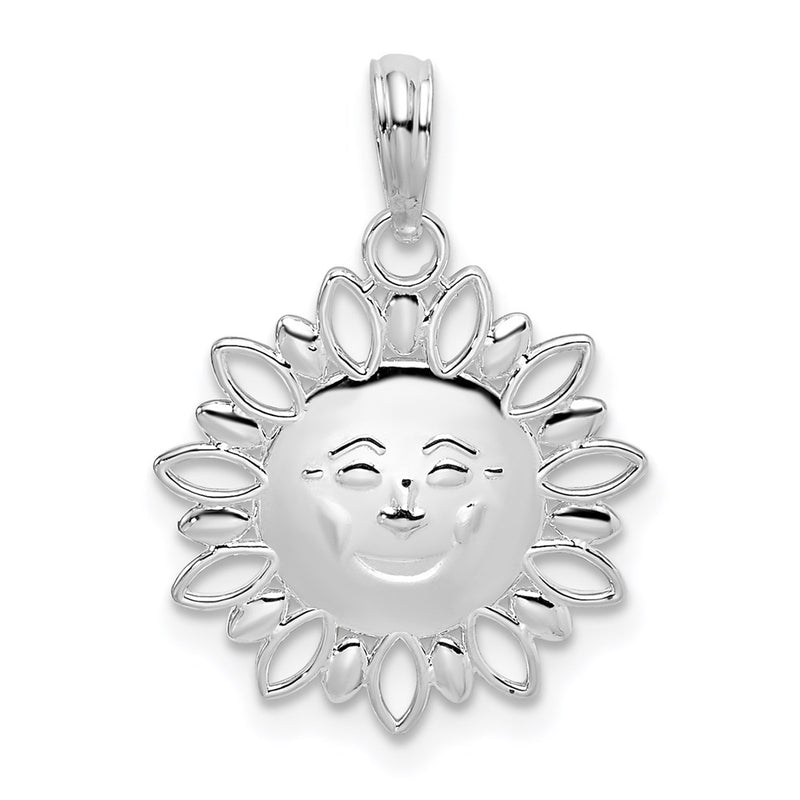 Sterling Silver De-Ani Rhodium-Plated Polished Smiling Sun Pendant