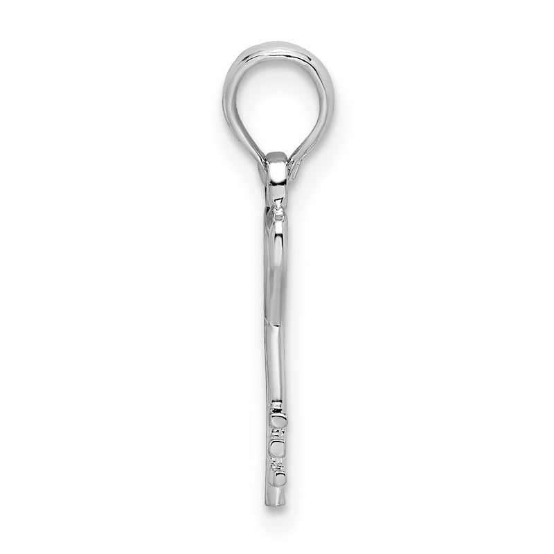 Sterling Silver De-Ani Rhodium-Plated Polished Key With Heart Top Pendant