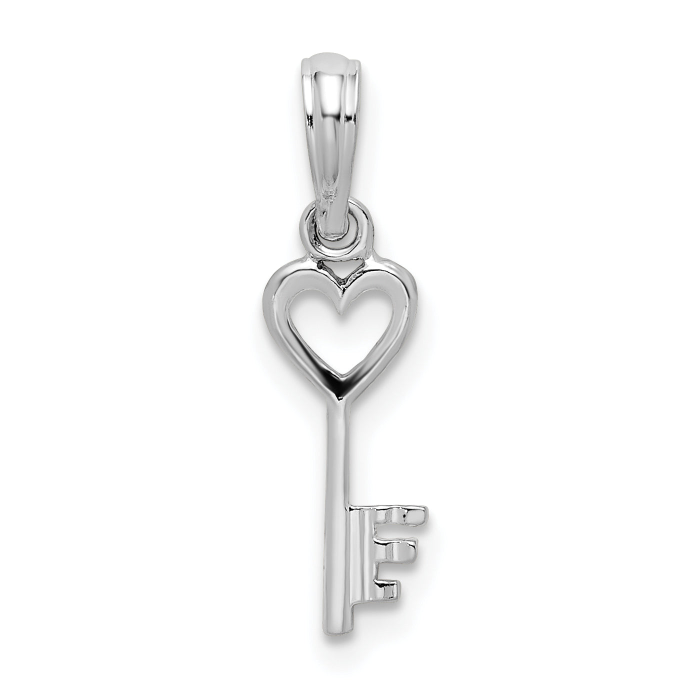 Sterling Silver De-Ani Rhodium-Plated Polished Key With Heart Top Pendant