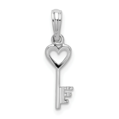 Sterling Silver De-Ani Rhodium-Plated Polished Key With Heart Top Pendant