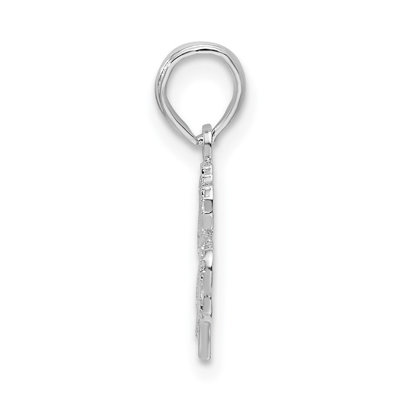 Sterling Silver De-Ani Rhodium-Plated Polished And Textured Shamrock Pendant