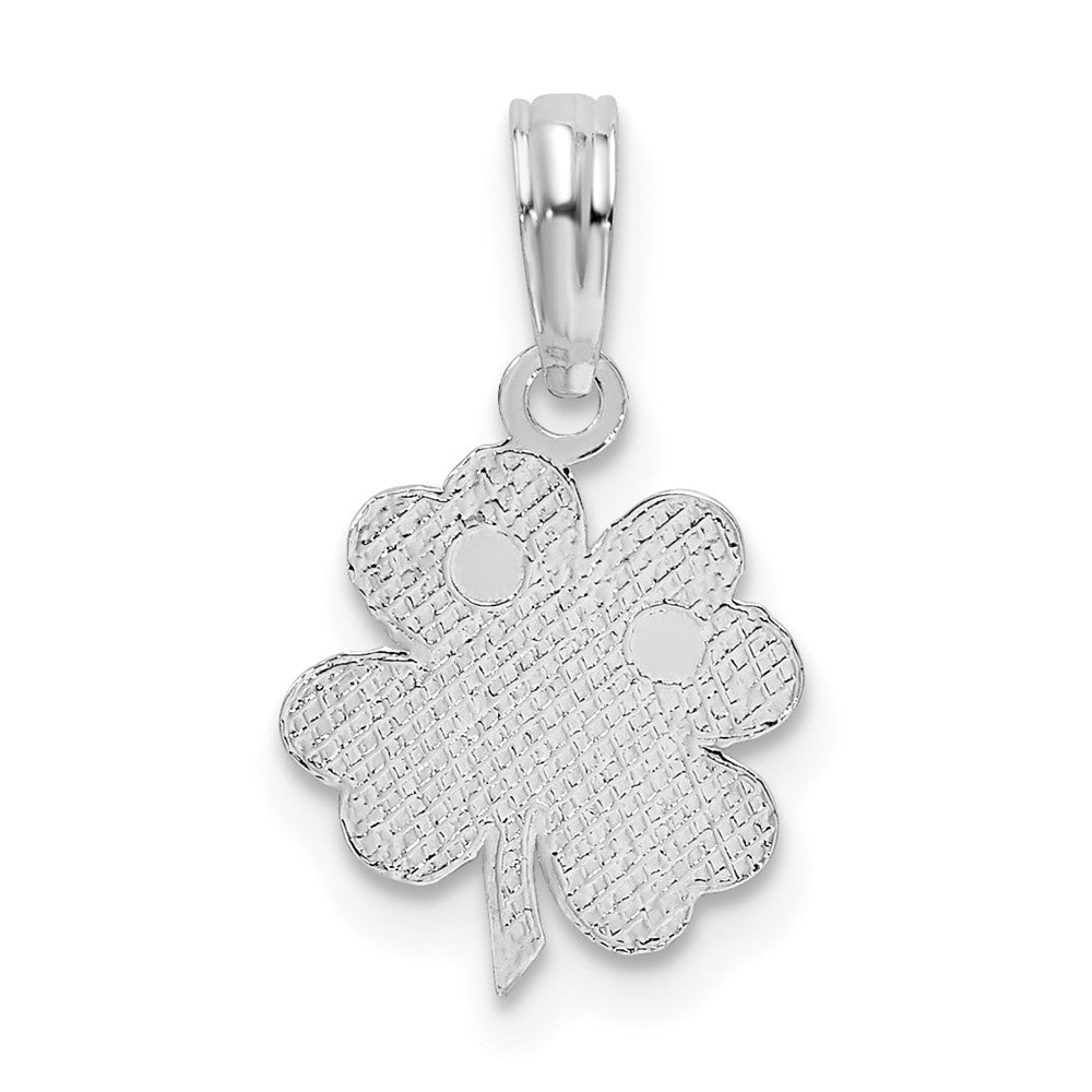 Sterling Silver De-Ani Rhodium-Plated Polished And Textured Shamrock Pendant
