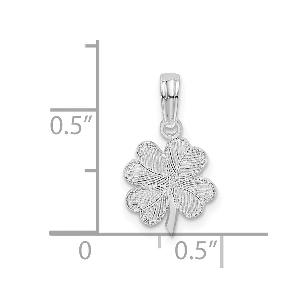 Sterling Silver De-Ani Rhodium-Plated Polished And Textured Shamrock Pendant