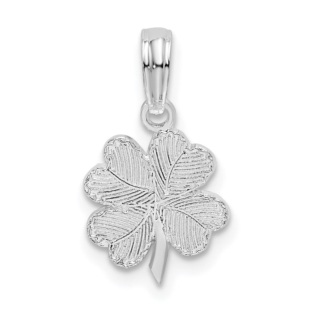 Sterling Silver De-Ani Rhodium-Plated Polished And Textured Shamrock Pendant