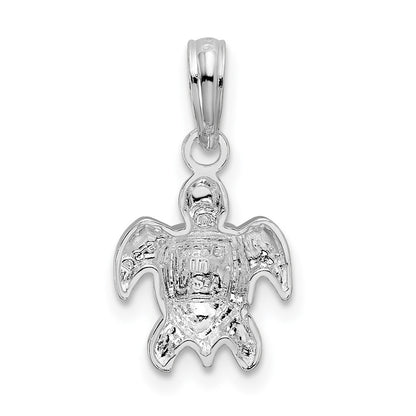 Sterling Silver De-Ani Rhodium-Plated Polished Mini Sea Turtle Pendant