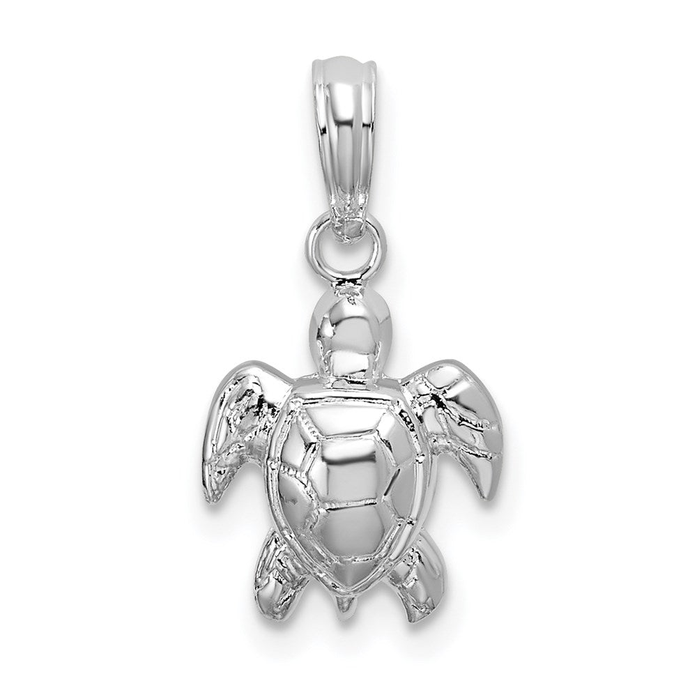 Sterling Silver De-Ani Rhodium-Plated Polished Mini Sea Turtle Pendant