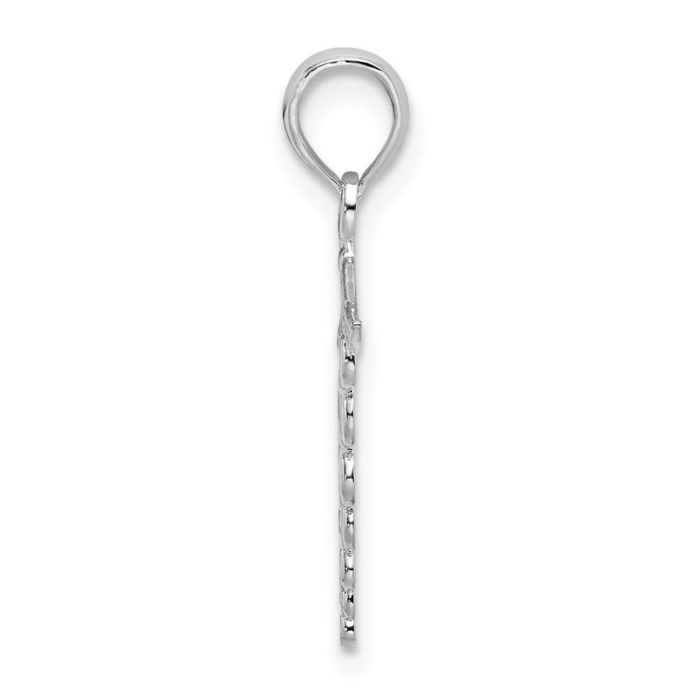 Sterling Silver De-Ani Rhodium-Plated Polished Cut-Out Caduceus Pendant