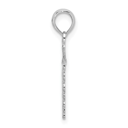 Sterling Silver De-Ani Rhodium-Plated Polished Cut-Out Caduceus Pendant