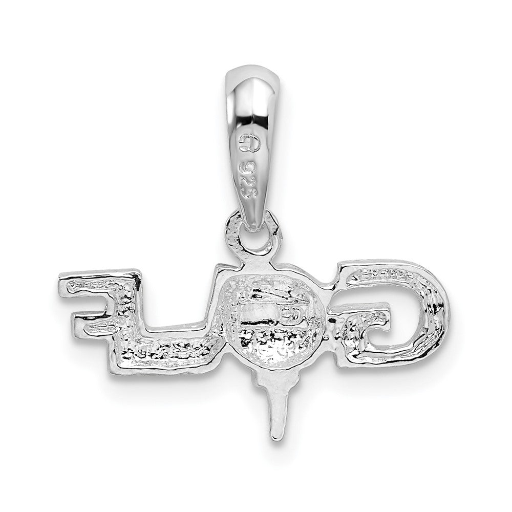 Sterling Silver De-Ani Rhodium-Plated Polished Golf Tee And Club Pendant
