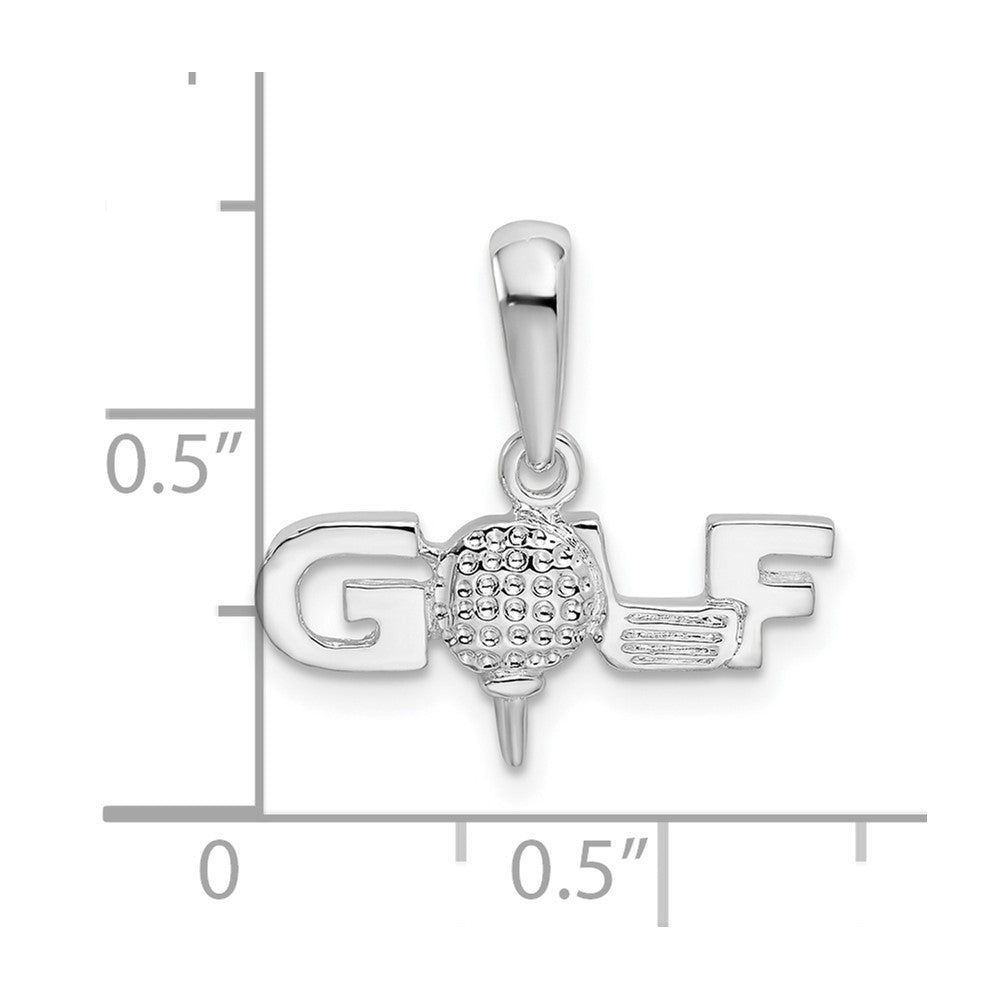 Sterling Silver De-Ani Rhodium-Plated Polished Golf Tee And Club Pendant