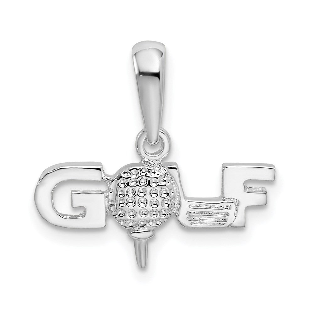 Sterling Silver De-Ani Rhodium-Plated Polished Golf Tee And Club Pendant