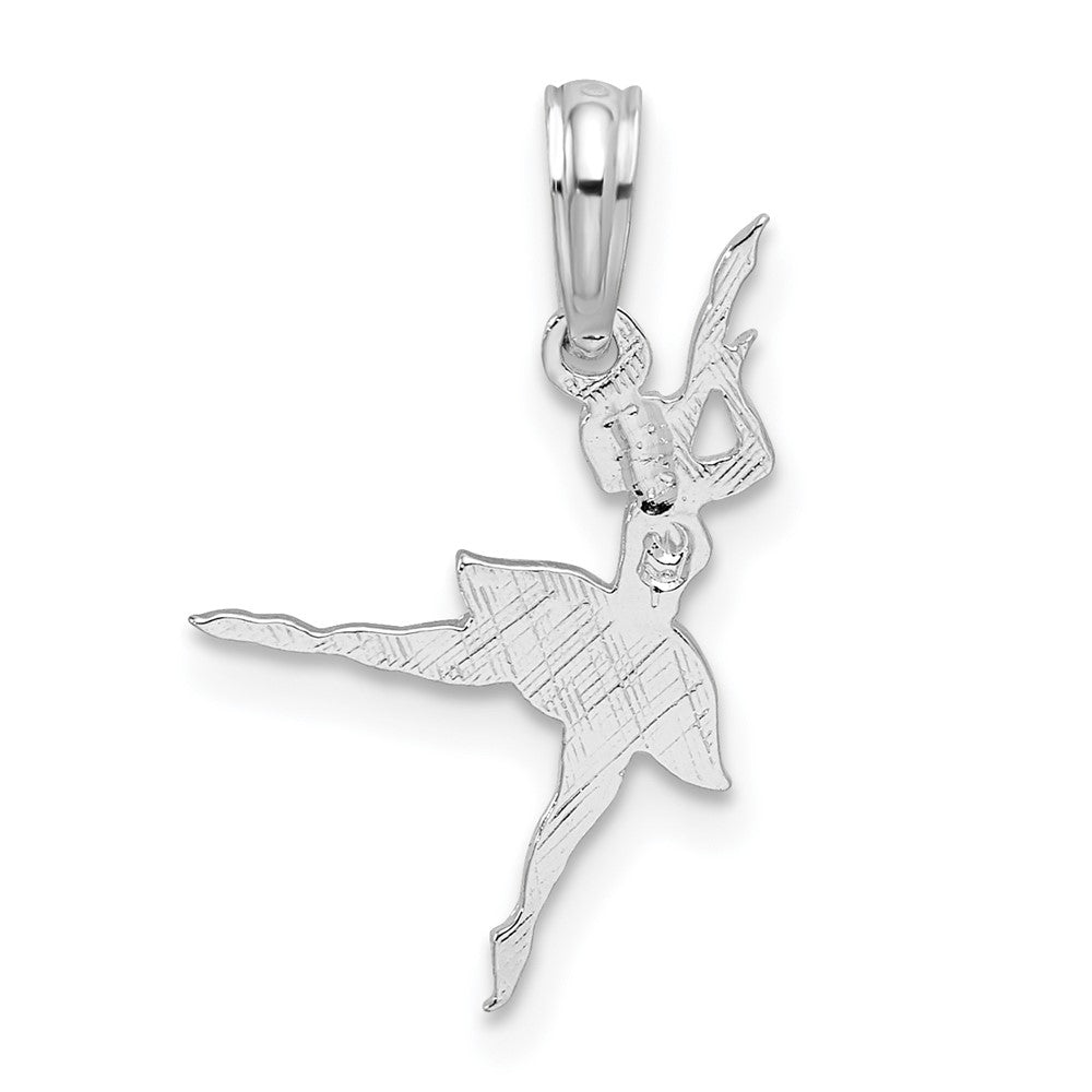 Sterling Silver De-Ani Rhodium-Plated Polished Small Ballerina Pendant