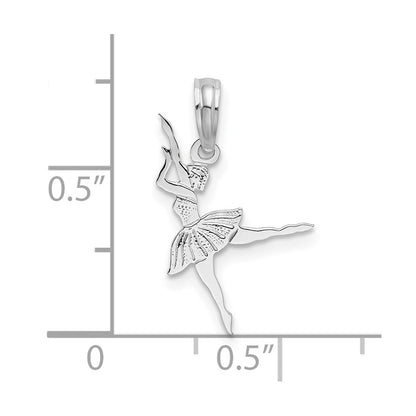 Sterling Silver De-Ani Rhodium-Plated Polished Small Ballerina Pendant