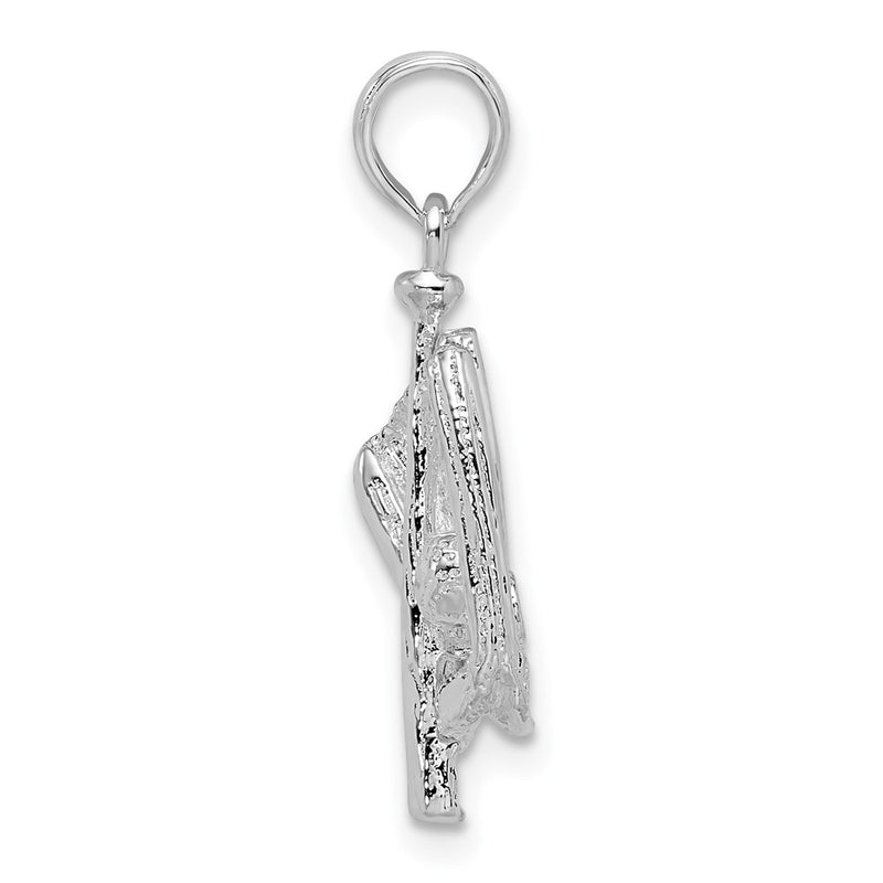 Sterling Silver De-Ani Rhodium-Plated Polished 3D Baseball / Bat Glove Pendant