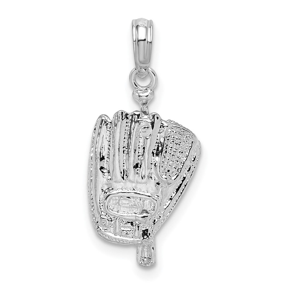 Sterling Silver De-Ani Rhodium-Plated Polished 3D Baseball / Bat Glove Pendant