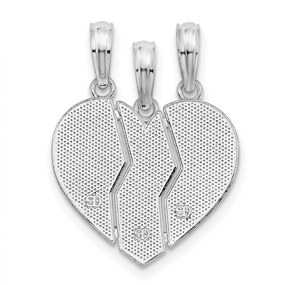 Sterling Silver De-Ani Rhodium-Plated Textured Big Sis / Mom Lil Break Apart Pendant