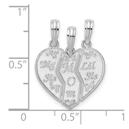 Sterling Silver De-Ani Rhodium-Plated Textured Big Sis / Mom Lil Break Apart Pendant