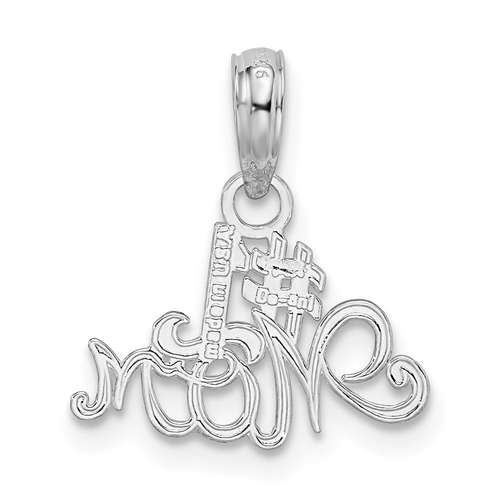 Sterling Silver De-Ani Rhodium-Plated Polished #1 Mom Script Pendant