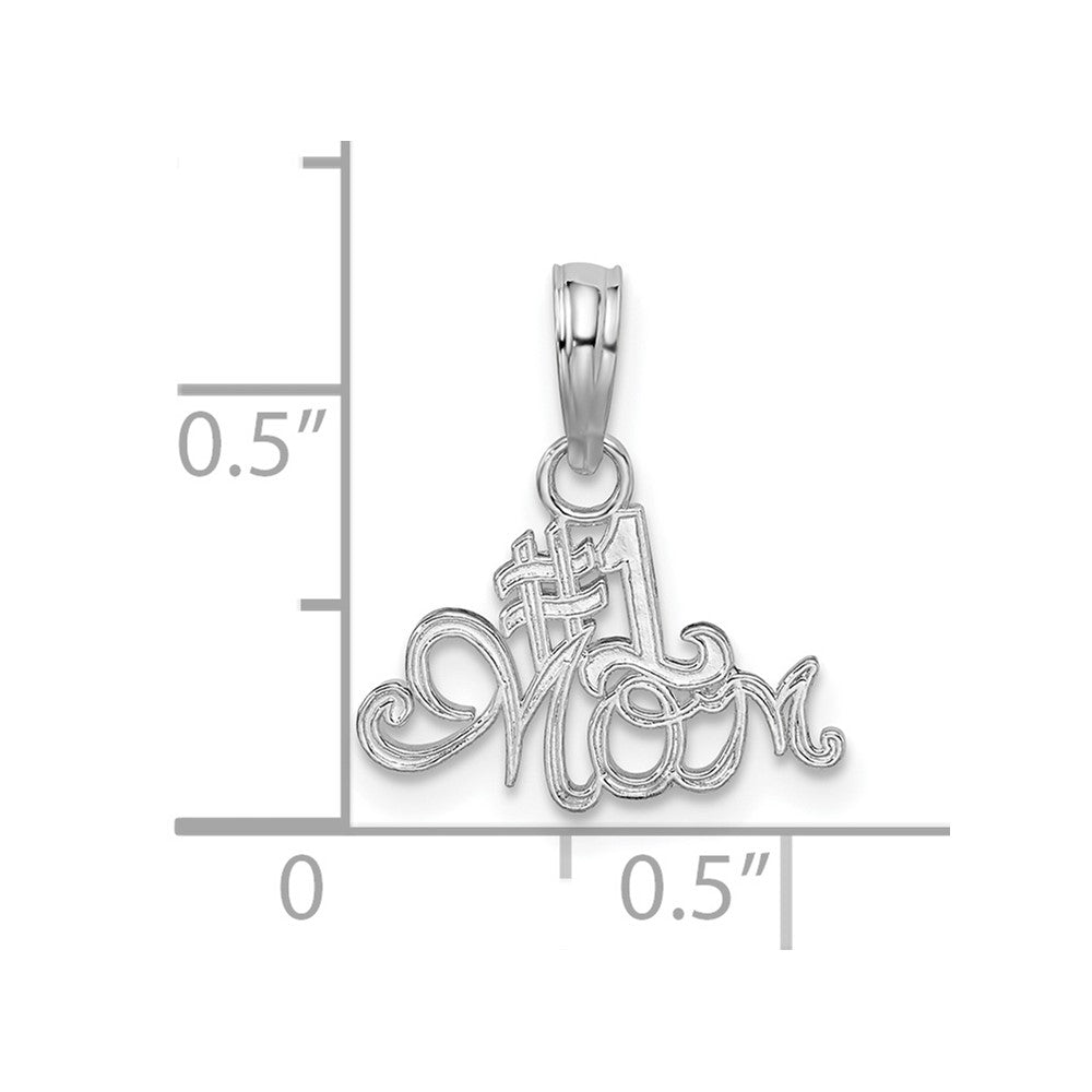 Sterling Silver De-Ani Rhodium-Plated Polished #1 Mom Script Pendant